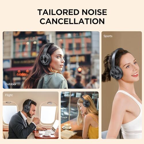 Noise Cancelling Headphones: Wireless Over Ear Bluetooth Headphones Black-metal - Picture 4 of 7