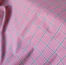 Pink Wool-Blend Flannel Suiting w/ Light Gray, Black Windowpane