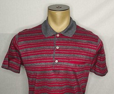 Vtg 80s Mens Christian Dior Italy red gray striped polo shirt fits Medium