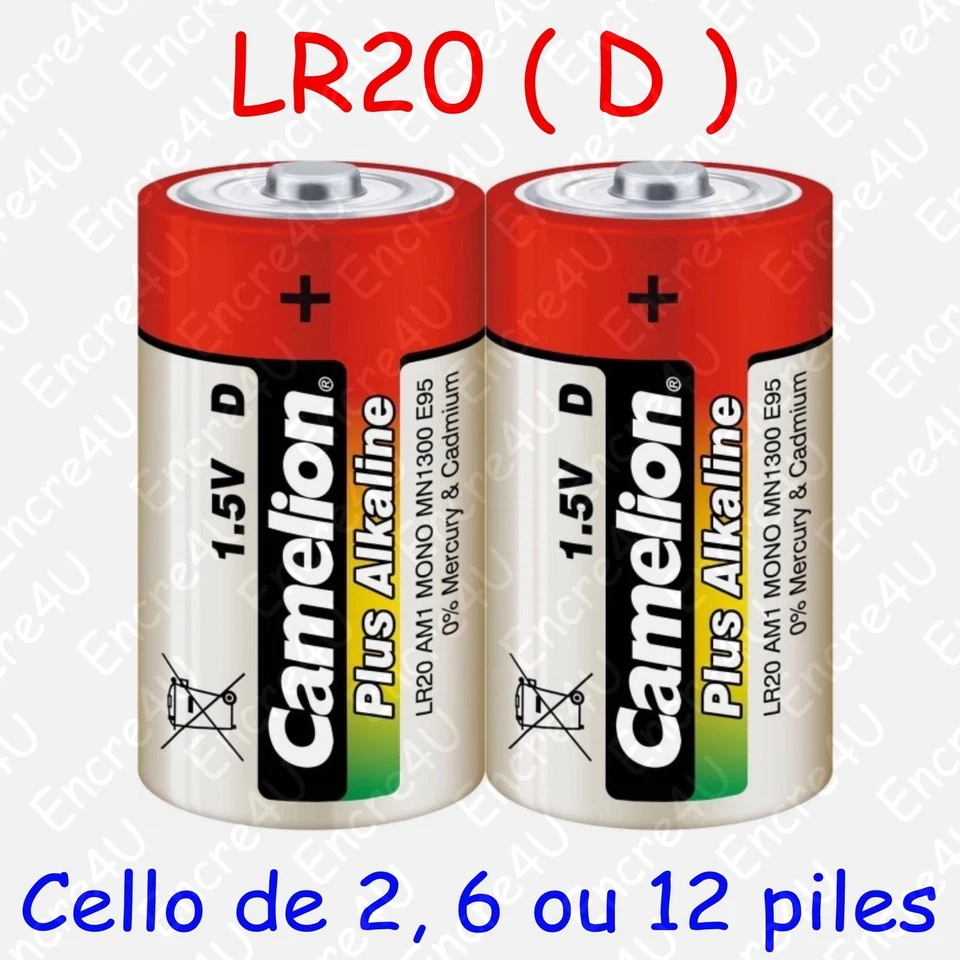 Pile Alcaline Plus modèle D LR20 R20 MN1300 AM1 E95 1,5V : dispo par 2, 6 ou 12