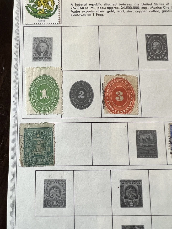 1800 - PRINCIPIOS DE 1900 SELLOS DE MÉXICO EN PÁGINA ÁLBUM ÁGUILAS, FISCAL, ARQUITECTURA Foto 2 de 4