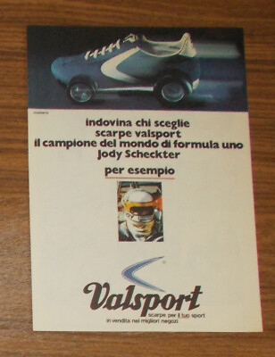 Seltene Werbung vintage VALSPORT Sneaker Jody Scheckter F1 Weltmeister 1980