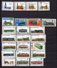 Bulgarie train locomotives un lot de 22 timbres oblitérés /TE5320
