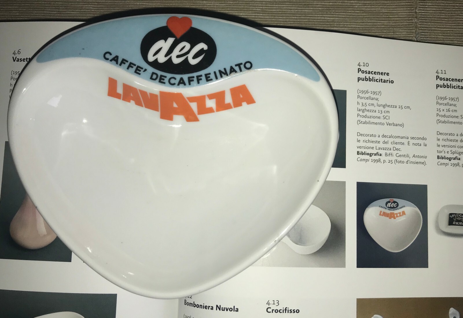 ANTONIA CAMPO LAVAZZA ASHTRAY VERBANO LAVENO ADVERTISING CERAMIC 1950s