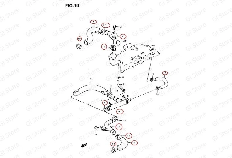 COOLANT KIT FITS SUZUKI SAMURAI SIERRA-GENUINE SUZUKI - Image 2 of 4