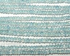 13" Strand AQUAMARINE 2.5mm Micro-Faceted Rondelle Beads NATURAL AAA /D1