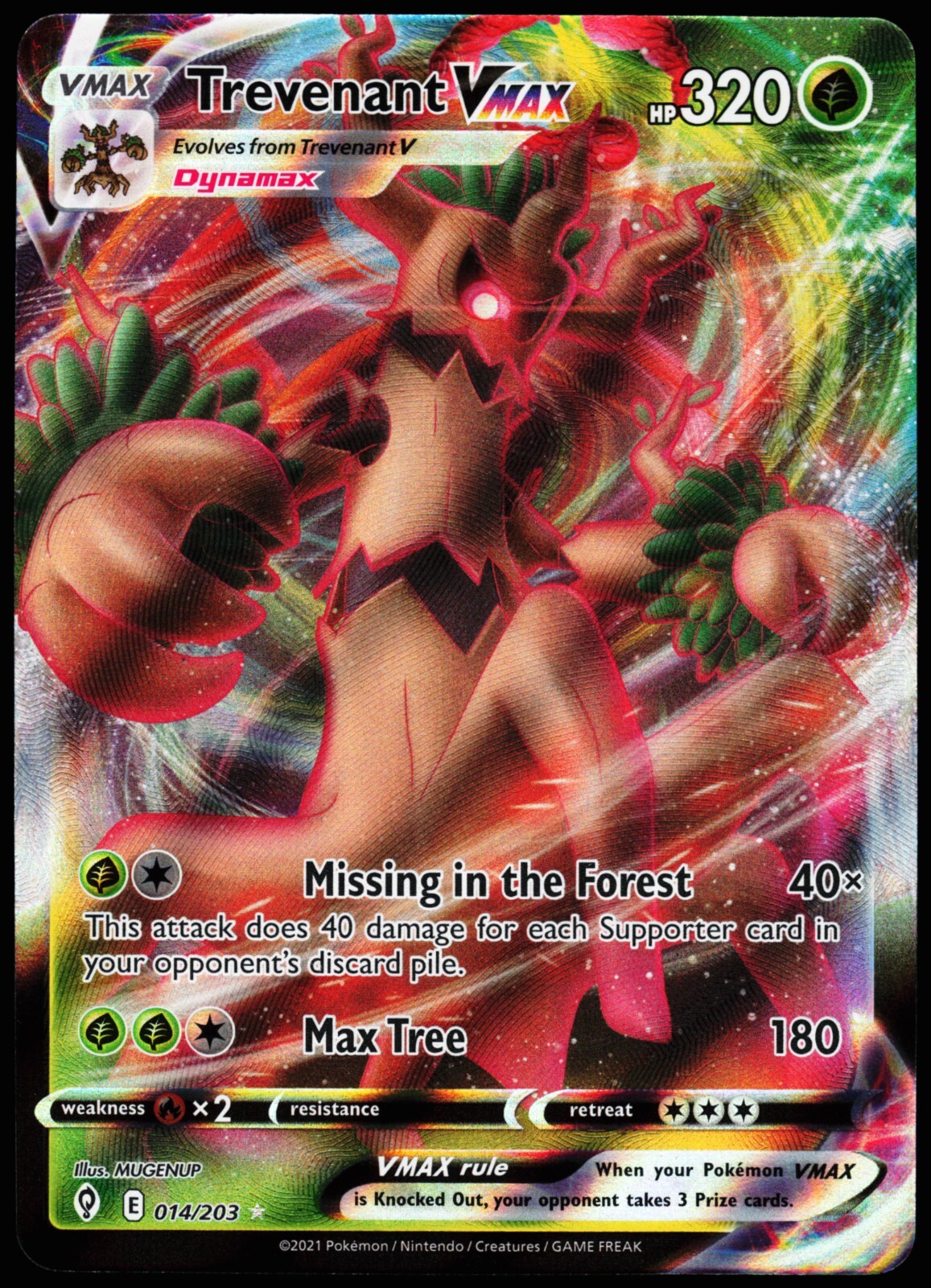 Pokemon Card- Trevenant VMAX Evolving Skies 014/203 Ultra Rare Full Art