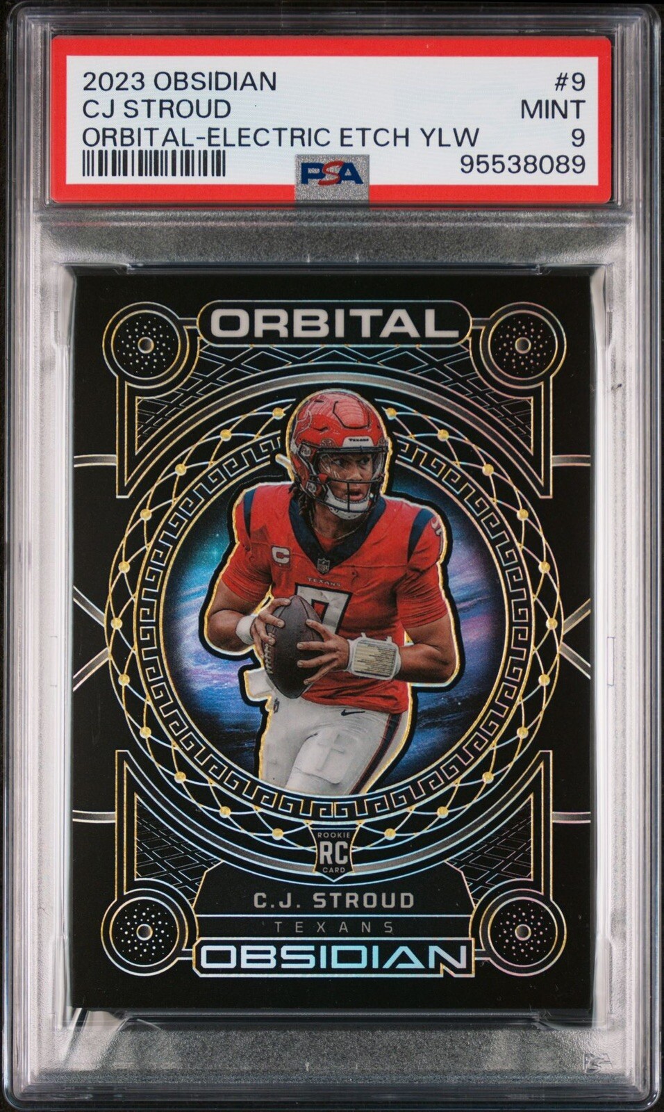 2023 CJ Stroud RC Obsidian Orbital Etch Yellow #/25 PSA 9