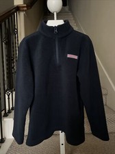 Vineyard Vines Kids Size M 7 Navy Blue Pullover Long Sleeve Fleece Jacket Unisex