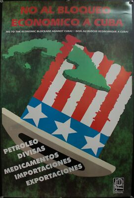 #ad #ad 2000 No to the Economic Blockade Against Cuba Propaganda US Political Poster $97.95