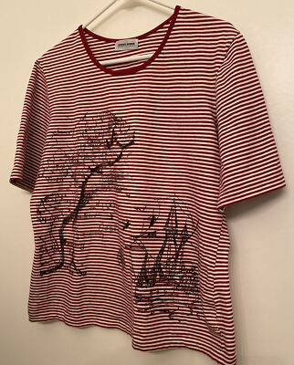 Gerry Weber Womens Short Sleeve Shirt Maroon/White Stripes