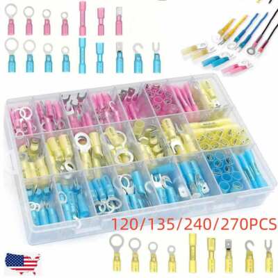 240/270x Heat Shrink Wire Connectors Electrical Ring Fork Spade Crimp Terminals