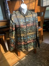 VINTAGE 100 Silk Women  s Blazer Frog Closure Mandarin Collar
