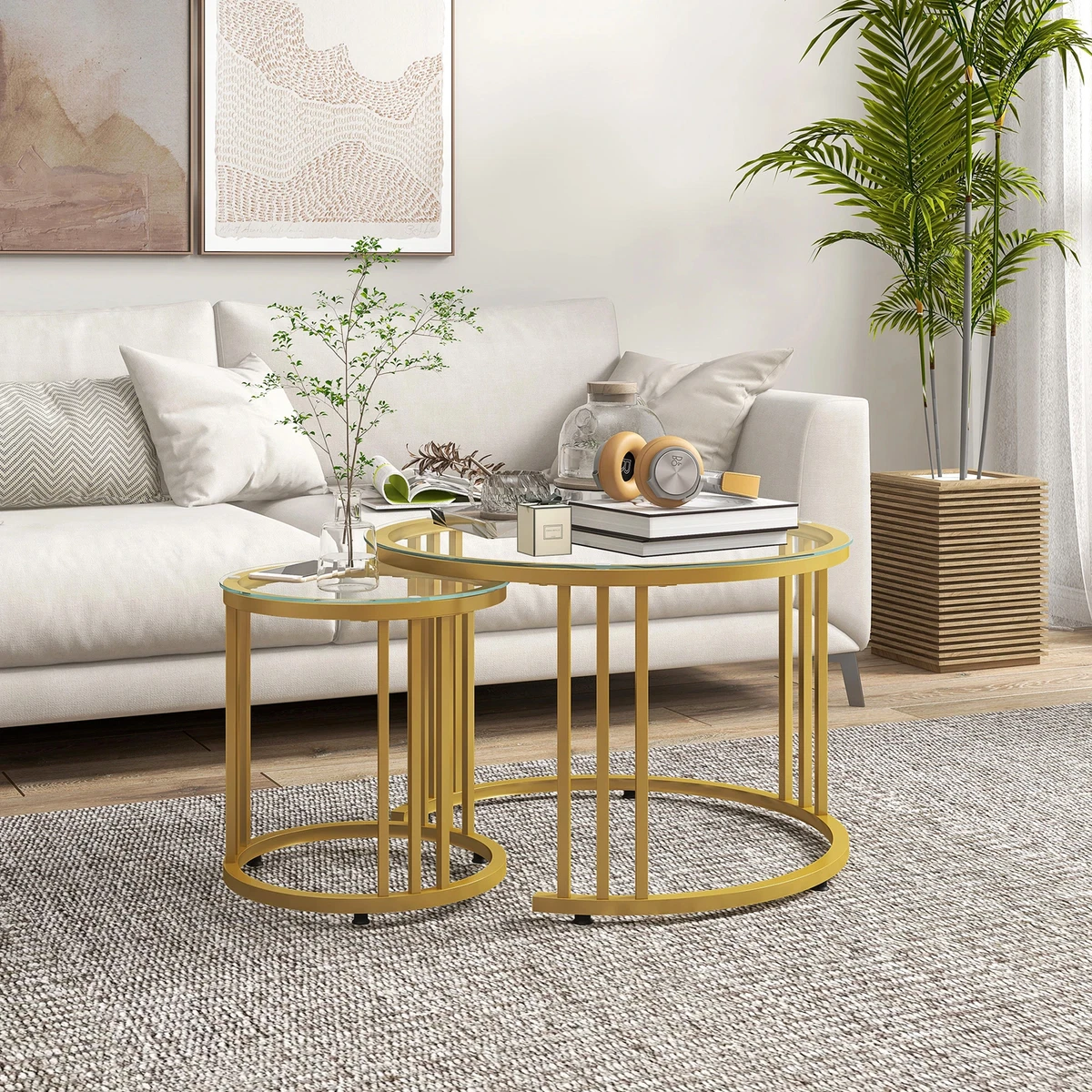 Glass nesting 2024 coffee table set