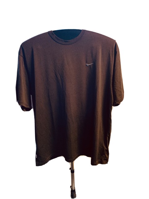 Nike Dri Fit Men's Brown Crew Neck Polyester T-Shirt With Embroiled Logo SZ L | eBay