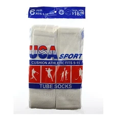 6 Pairs New Men's Cotton Athletic Sports Tube Socks 9-15 White