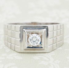 Platinum Diamond Signet Ring 0.25 Carat Size K ½