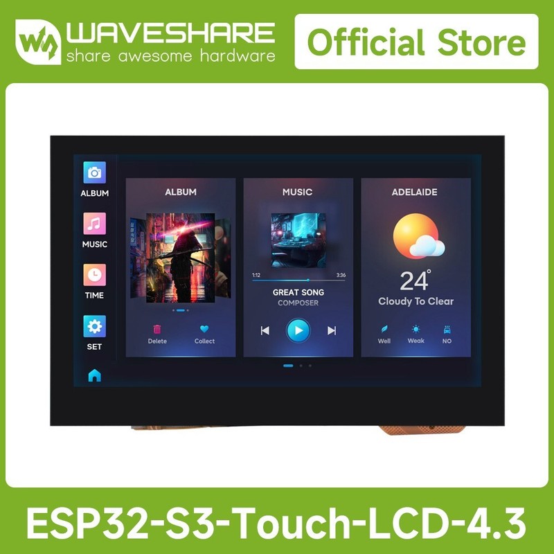 Waveshare ESP32-S3 4.3inch Display Development Board, 800×480 32-bit LX7