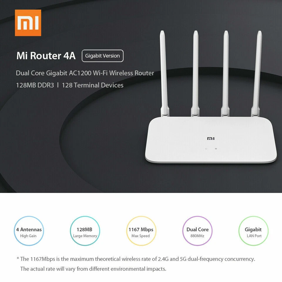 Xiaomi Mi 4A Gigabit Edition Router WiFi DDR3 High Gain 4 Antenna APP Control - Image 4 of 4