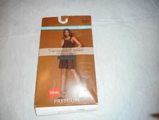 Hanes Premium Transparent Sheer Black Pantyhose Size Small