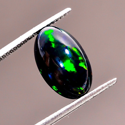 Natural Black Ethiopian Opal Oval Shape Cabochon Loose Gemstone 3.5 Ct 13X8X7 mm