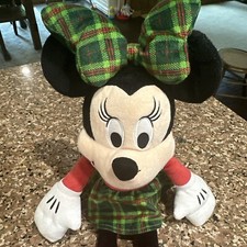 Disney Minnie Mouse Plush 19  Christmas Holiday 2022 Red  Green Plaid EUC