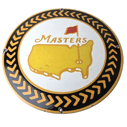 Vintage Masters Golf Sign - Golfing Sales Clubs Dealer Porcelain Gas Pump Sign