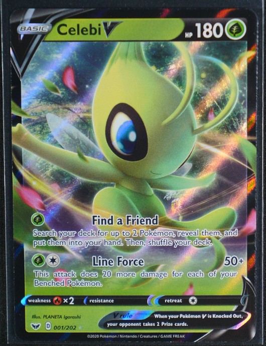 Celebi V Ultra Rare SWSH01: Sword & Shield Base Set 001/202 NM