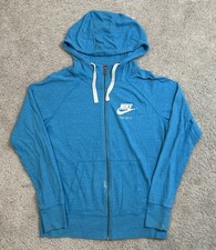 Nike Women s Medium Full Zip Hoodie Blue Just Do It Sweatshirt Athletic Jacket