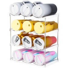 Stackable Water Bottle Organizer for Cabinet,4 Tier Water Bottle Holder for S...