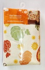 Mainstays Fall Floral Pumpkin Vinyl Tablecloth 60 x 84 New
