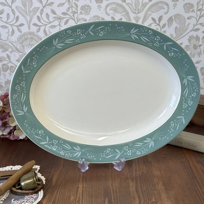 Royal Doulton Kaskadenplatte D6457 oval Servierplatte türkis floral 34 cm