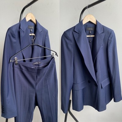 Karen Millen Double Breasted Trouser Suit Set Navy UK12 Jacket UK10 Pants