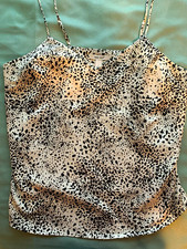 Nine West Black White Animal Print Spaghetti Strap Camisole Top Women's L