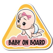 Magnet Me Up Girl Baby Babies On Board Decal, 5 5 Inches, Yellow/Pink