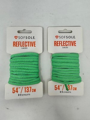 SOFSOLE ' LOT OF 2 PAIRS '  REFLECTIVE LACES ' 54'' GREEN