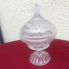 Bonboniere Glas Schale mit Deckel & Fuß  27 cm 