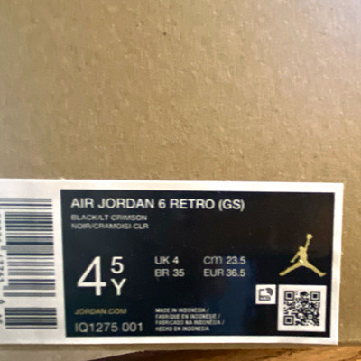 Jordan Air Jordan 6 Retro (GS) Black/Red/White 4.5Y Kids 384665-060