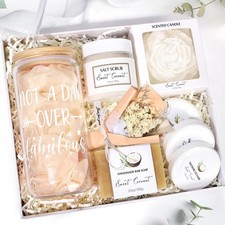 Spa Gift Baskets for Women, Sweet Coconut Birthday Gifts 9Pcs