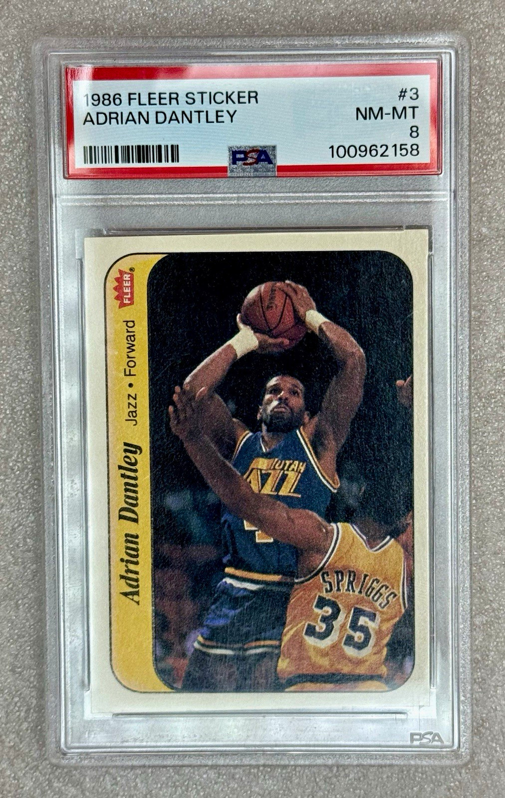 Fleer 1986-87 Stickers Adrian Dantley #3 Utah Jazz PSA 8 Basketball Base
