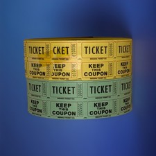 2 Double Roll Raffle Tickets- Roll of 2000 Tickets- Green  Yellow