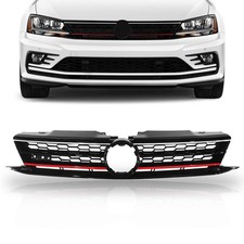 Front Bumper Grille Black Honeycomb With Red Trim For 2015-2018 Jetta Gti