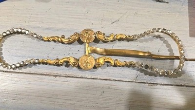 Antique Ornate Brass Purse Frame with Rhinestones  display picture 1