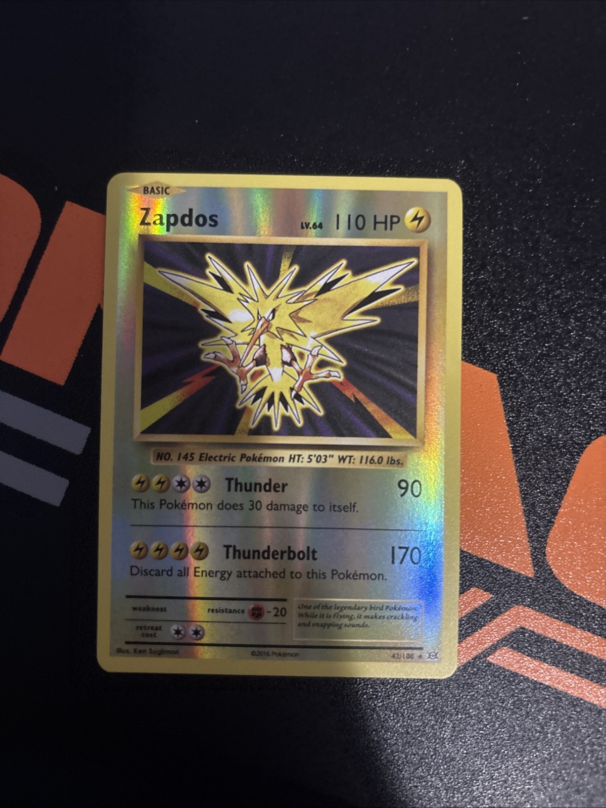 2016 Pokemon Zapdos Reverse Holo 42/108 XY Evolutions Nm