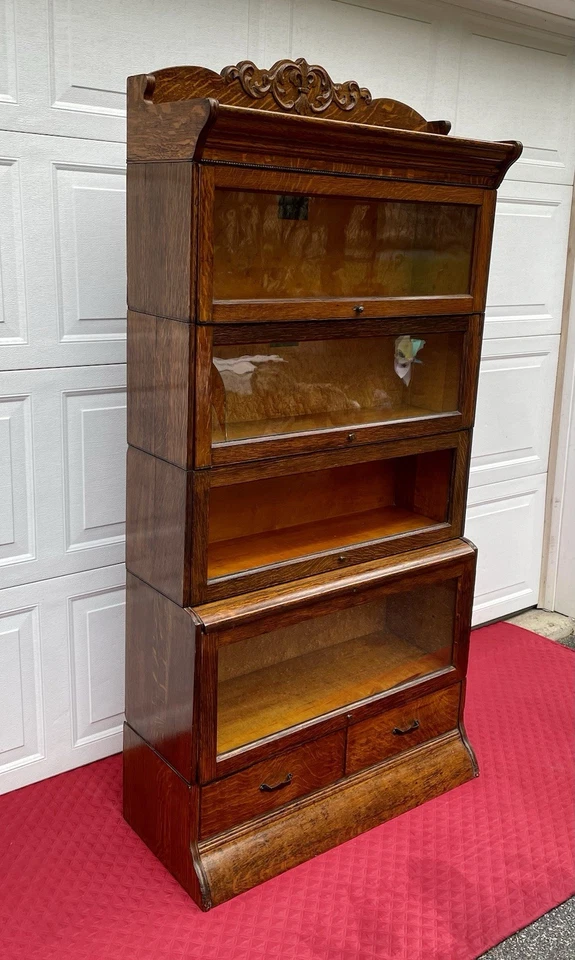 Antigua librería barrister de roble cosido cuarto de 1800 A J Wells The Hale System Foto 2 de 4