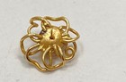 13K Yellow Gold Pearl Blue Topaz Floral Single Earring Tested 1" 6.5g — photo 4