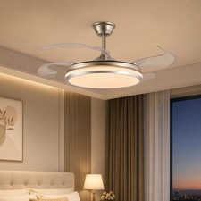 42 Nickel Ceiling Fan With Led 3 Color Light Retractable Remote Control Kit 42 Nickel Ceiling Fan With Led 3 Color Light Retractable Remote Control Kit