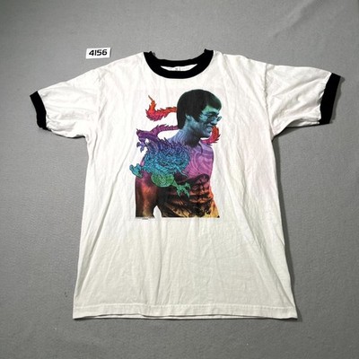 Alstyle T Shirt Mens Large White Bruce Lee A Little Bruce Ringer Graphic Cotton