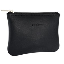 Genuine Cowhide Vegan Leather Coin Pouch Change Purse With Zipper For Men Women