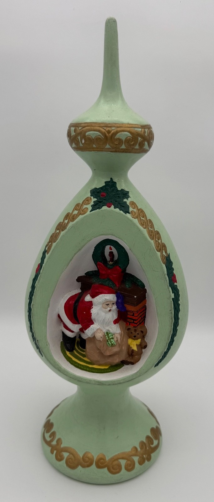 Vintage 1977 Byron Molds Christmas Ceramic Ornate Santa Tree Topper Table Topper